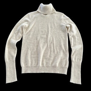 Pipes & Shaw Small 100% Cashmere Turtleneck Sweater oatmeal ribbed lightweight S